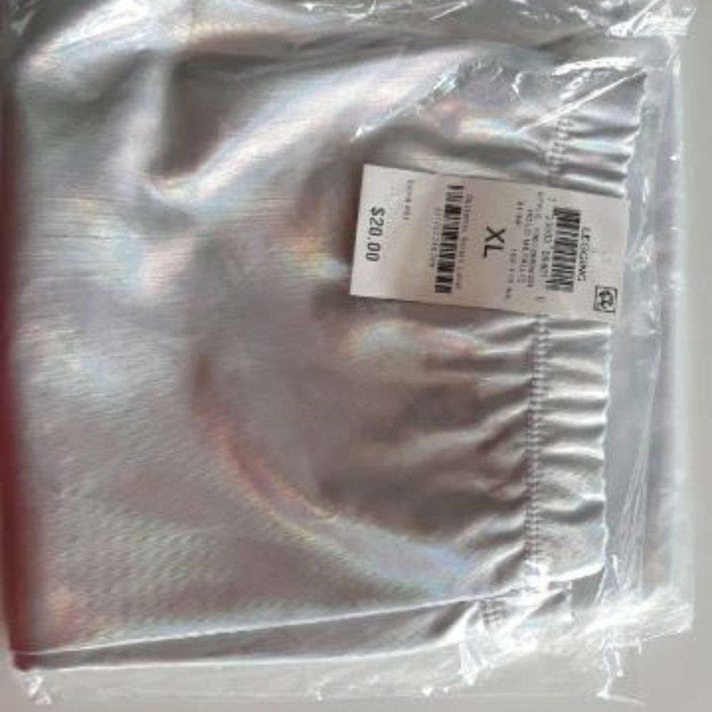 Big Girls Silver Metallic Leggings XL New